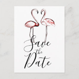 Peach Pink Flamingos Flamingo Marble Save the Date Ankündigungspostkarte