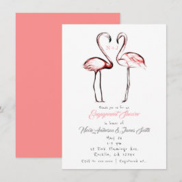 Peach Pink Flamingos Flamingo Verlobung Dusche Einladung