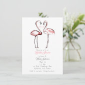 Peach Pink Flamingos Flamingos Brautparty Einladung (Stehend Vorderseite)