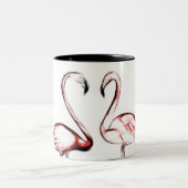 Peach Pink Flamingos Flamingos Tropical Zweifarbige Tasse (Mittel)
