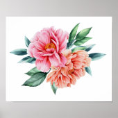 Peach Pink Floral Blume Peongs Wall Art Poster (Vorne)