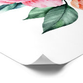 Peach Pink Floral Blume Peongs Wall Art Poster (Ecke)