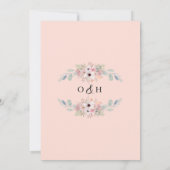 Peach Pink Floral Eukalyptus Grüne Hochzeit Einladung (Rückseite)