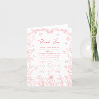 Peach Pink Garden Chinoiserie Brautparty Dankeskarte