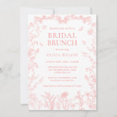 Peach Pink Garden Chinoiserie Bridal Brunch Einladung (Vorderseite)