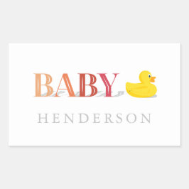 Peach Pink Girl Rubber Duck Baby Duck Gefallen Rechteckiger Aufkleber