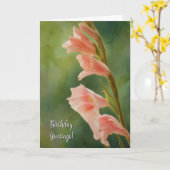 Peach Pink Glad Blume Art Birthday Card Karte (Gelbe Blume)