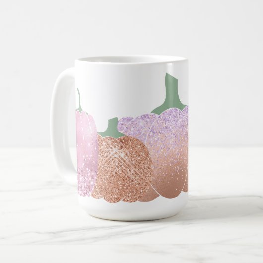 PEACH & PINK GLITZER SEHEN AUTUMN PUMPKINS KAFFEETASSE (Vorderseite Links)