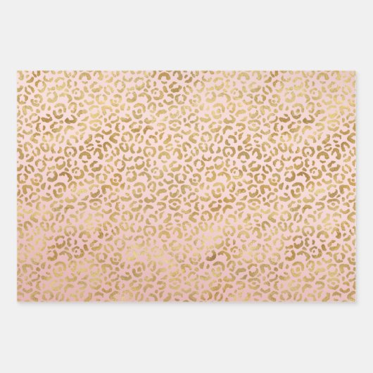 Peach Pink Gold Glitz Sparkle Zebra Print Geschenkpapier Set (Vorderseite 3)