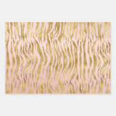 Peach Pink Gold Glitz Sparkle Zebra Print Geschenkpapier Set (Vorderseite 2)