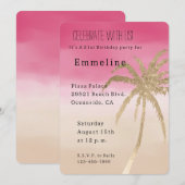 Peach Pink Gold Tropical Palm Tree Einladung (Vorne/Hinten)
