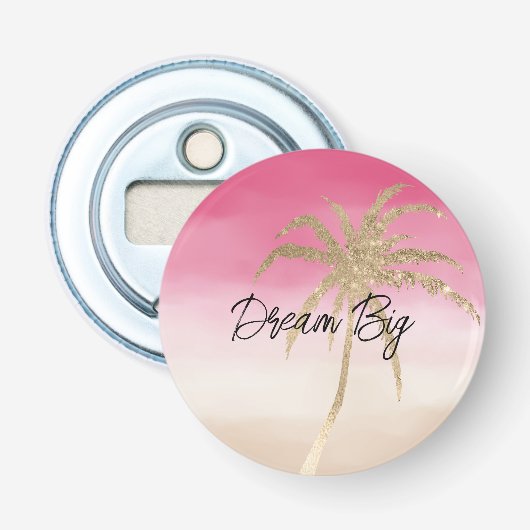 Peach Pink Gold Tropical Palm Tree Flaschenöffner (Vorderseite)