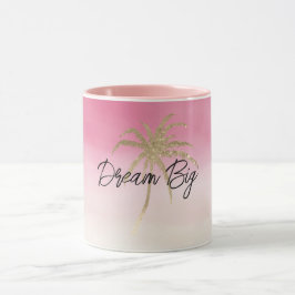 Peach Pink Gold Tropical Palm Tree Tasse