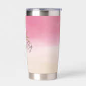 Peach Pink Gold Tropical Palm Tree Thermobecher (Links)