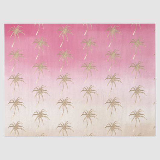 Peach Pink Gold Tropical Palm Trees Seidenpapier (Vorderseite)