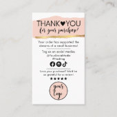 Peach Pink Gold und Black Danke für Ihre Bestellun Visitenkarte (Vorderseite)