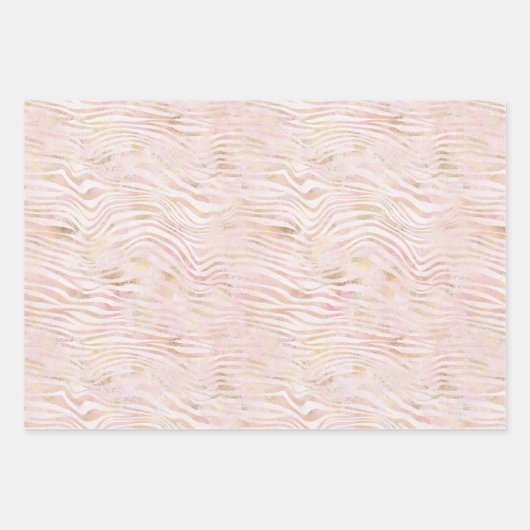 Peach Pink Gold Zebra Print Geschenkpapier Set (Vorderseite 3)