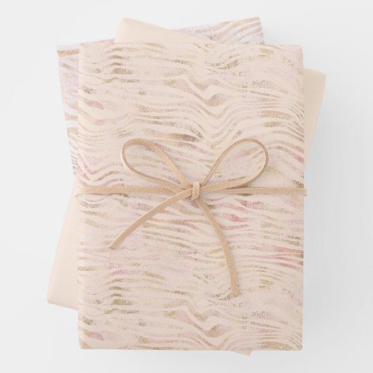 Peach Pink Gold Zebra Print Geschenkpapier Set (Beispiel)