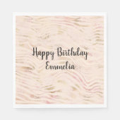 Peach Pink Gold Zebra Print Serviette (Vorderseite)