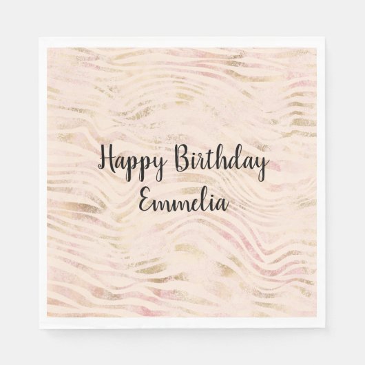 Peach Pink Gold Zebra Print Serviette (Vorderseite)