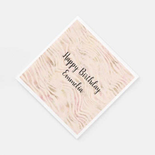 Peach Pink Gold Zebra Print Serviette (Ecke)