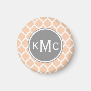 Peach Pink Grau marokkanisches Gitter Magnet