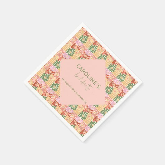Peach Pink Groovy Abstrakt Serviette (Ecke)