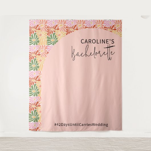 Peach Pink Groovy Abstrakt Wandteppich (Vorderseite)