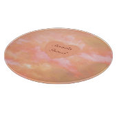 Peach & Pink Heart & Sky Bilingual "Amada" "Loved" Schneidebrett (Ecke)