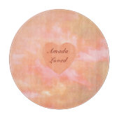 Peach & Pink Heart & Sky Bilingual "Amada" "Loved" Schneidebrett (Vorderseite)