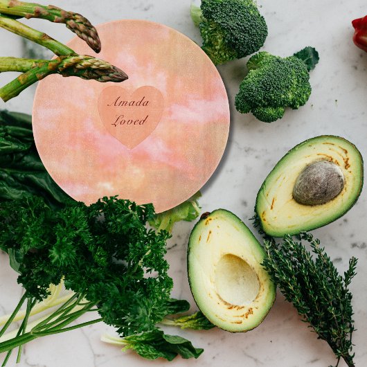 Peach & Pink Heart & Sky Bilingual "Amada" "Loved" Schneidebrett