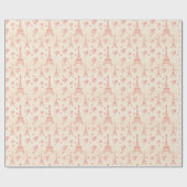 Peach Pink Hearts Chic Eiffel Tower Paris Französi Geschenkpapier (Flach)