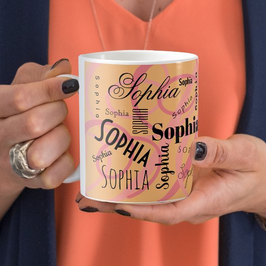 Peach Pink Individuelle Name Sophia Tasse