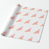 Peach Pink Kitty Pattern Geschenkpapier (Ungerollt)