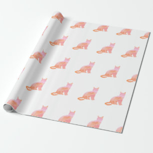 Peach Pink Kitty Pattern Geschenkpapier