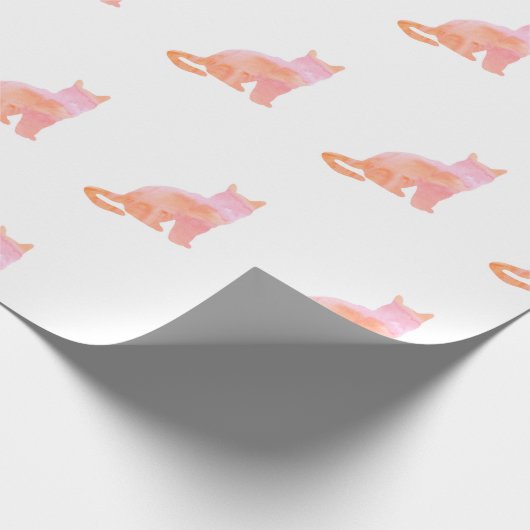 Peach Pink Kitty Pattern Geschenkpapier (Ecke)