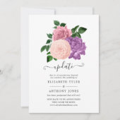 Peach Pink & Lavender Lila Blumenaktualisierung Einladung (Vorderseite)