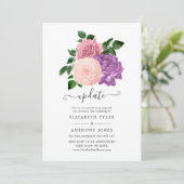 Peach Pink & Lavender Lila Blumenaktualisierung Einladung (Stehend Vorderseite)