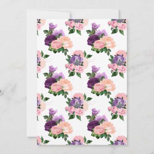 Peach Pink & Lavender Lila Blumendusche per Mail Einladung (Rückseite)