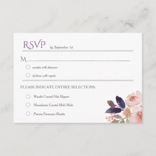 Peach Pink Lavender Watercolor Wedding RSVPs RSVP Karte