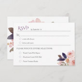 Peach Pink Lavender Watercolor Wedding RSVPs RSVP Karte (Vorne/Hinten)