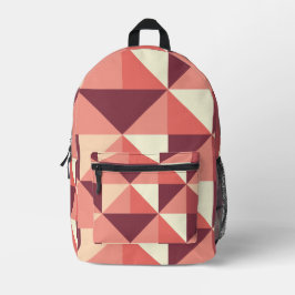 Peach Pink Lila Triangle Geometrie Bedruckter Rucksack