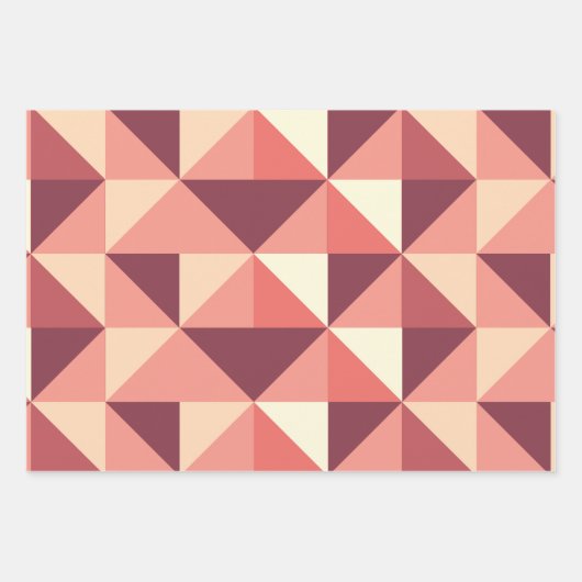 Peach Pink Lila Triangle Geometrie Geschenkpapier Set (Vorderseite)