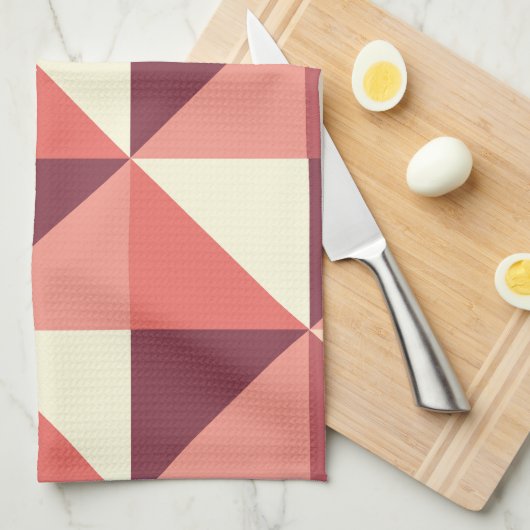Peach Pink Lila Triangle Geometrie Geschirrtuch (Viertel Falte)