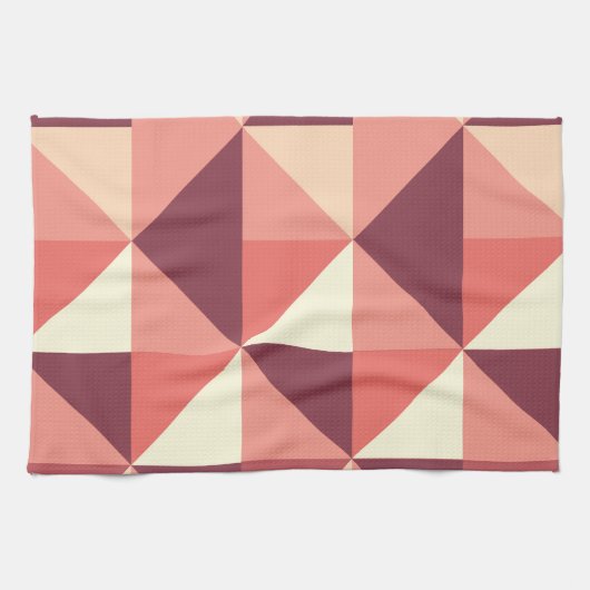 Peach Pink Lila Triangle Geometrie Geschirrtuch (Horizontal)