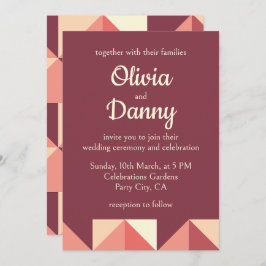 Peach Pink Lila Triangle Geometrische Hochzeit Einladung