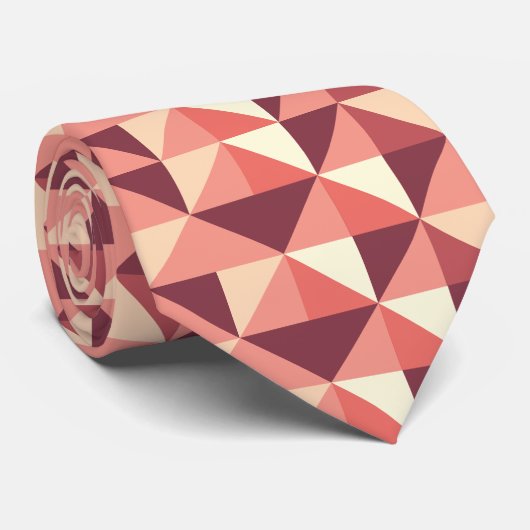 Peach Pink Lila Triangle Geometrisches Muster Krawatte (Gerollt)