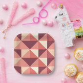 Peach Pink Lila Triangle Geometrisches Party Pappteller (Party)