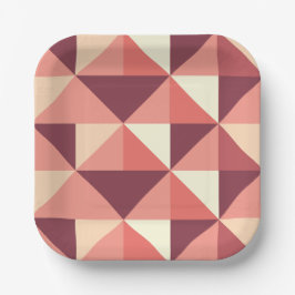 Peach Pink Lila Triangle Geometrisches Party Pappteller