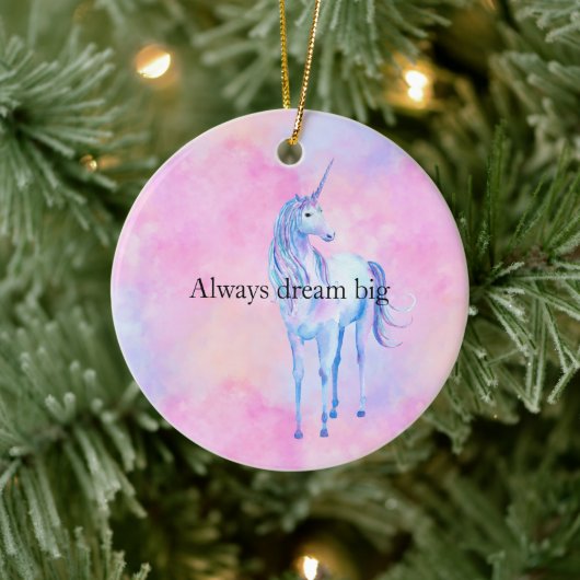 Peach Pink Lila Unicorn Keramik Ornament (Baum)